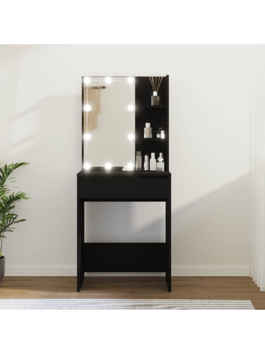 Spoguļgaldiņš ar led, 60x40x140 cm, melns