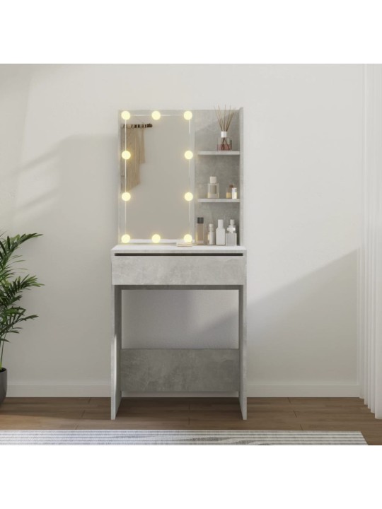 Spoguļgaldiņš ar led, betona pelēks, 60x40x140 cm