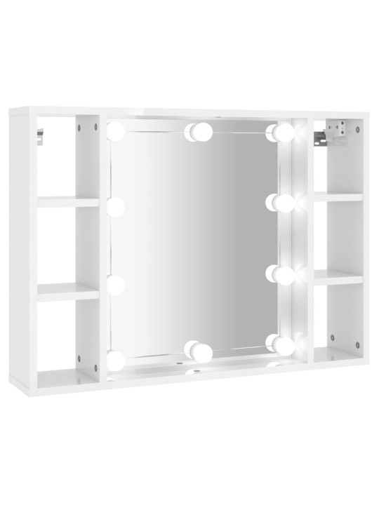 Spoguļskapītis ar led, spīdīgi balts, 76x15x55 cm