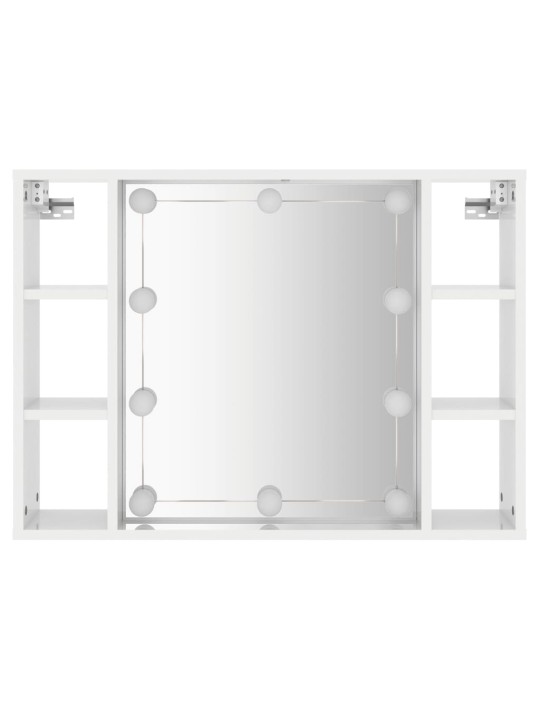 Spoguļskapītis ar led, spīdīgi balts, 76x15x55 cm
