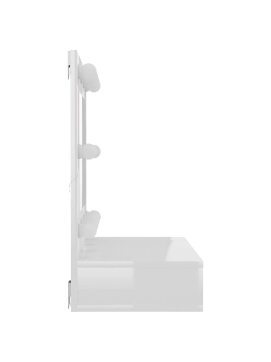 Spoguļskapītis ar led, spīdīgi balts, 60x31,5x62 cm