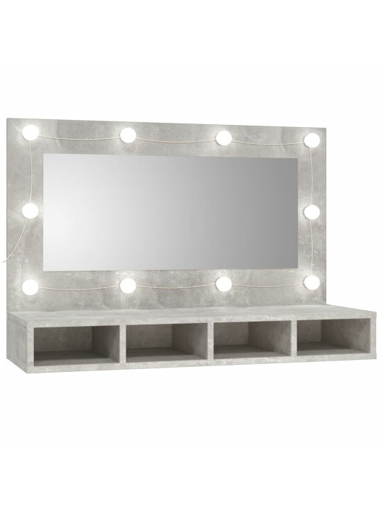 Spoguļskapītis ar led, betona pelēks, 90x31,5x62 cm