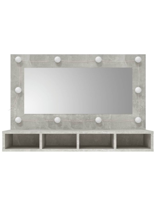Spoguļskapītis ar led, betona pelēks, 90x31,5x62 cm