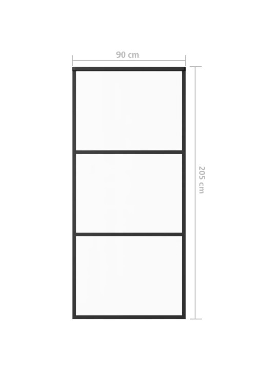 Bīdāmās durvis ar stiprinājumiem, stikls, alumīnijs, 90x205 cm