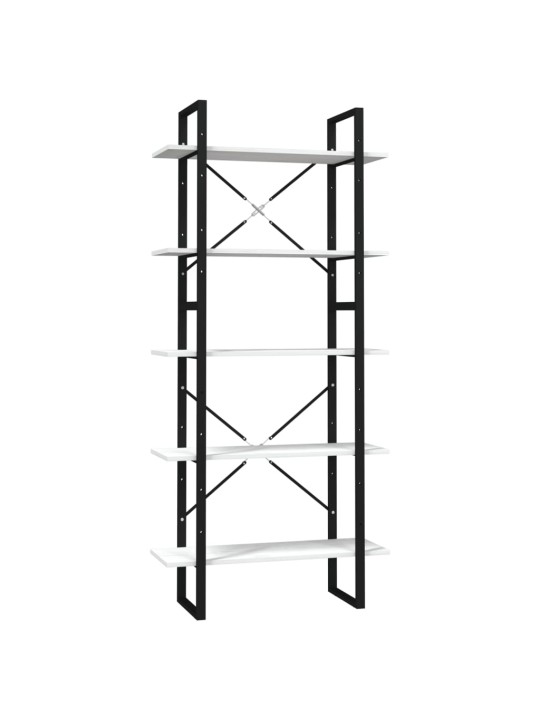 5-līmeņu grāmatu plaukts, 80x30x175 cm, priedes koks, balts