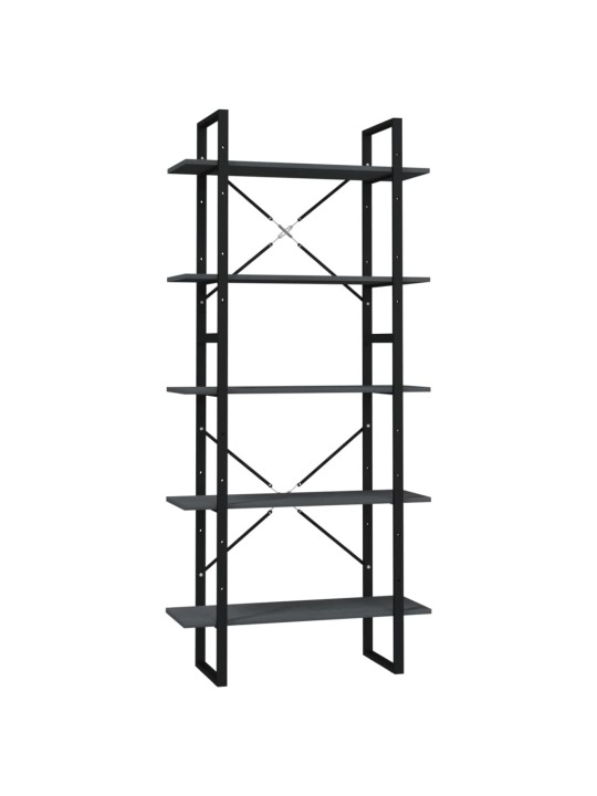 5-līmeņu grāmatu plaukts, 80x30x175 cm, priedes koks, pelēks