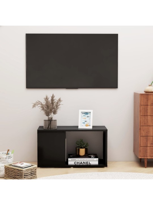 Tv skapis, melns, 60x24x32 cm, inženierijas koks