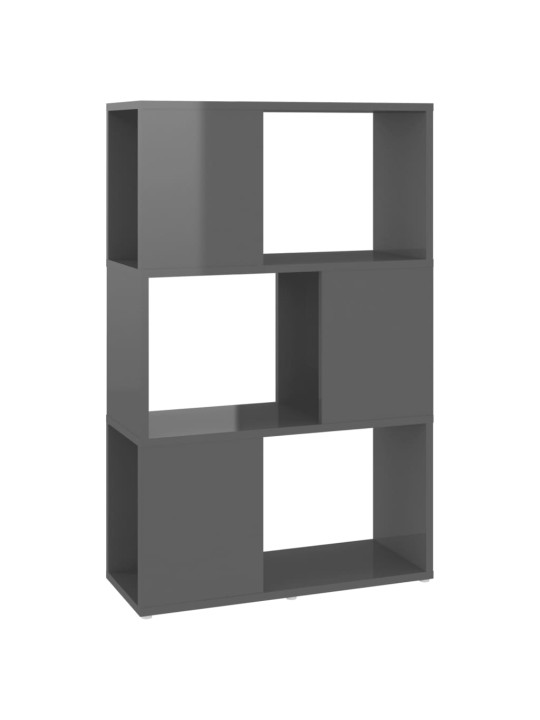 Grāmatu plaukts, 60x24x94 cm, spīdīgi pelēks, skaidu plāksne