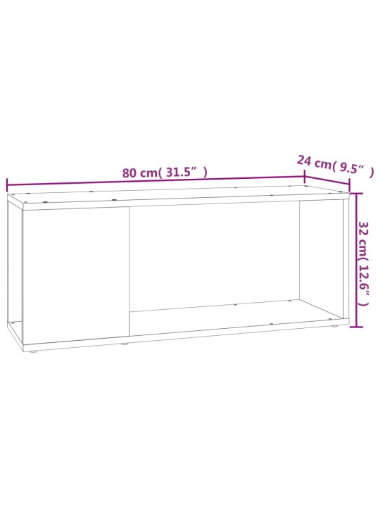 Tv plaukts, balts, 80x24x32 cm, inženierijas koks