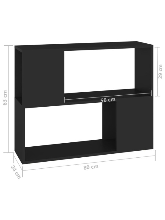 Tv plaukts, melns, 80x24x63 cm, inženierijas koks