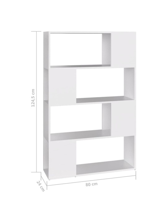 Grāmatu plaukts, balts, 80x24x124,5 cm, inženierijas koks
