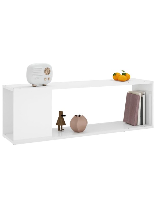 Tv plaukts, spīdīgi balts, 100x24x32 cm, inženierijas koks