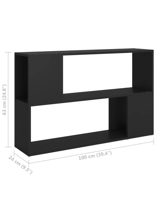Grāmatu plaukts, 100x24x63 cm, inženierijas koks, melns