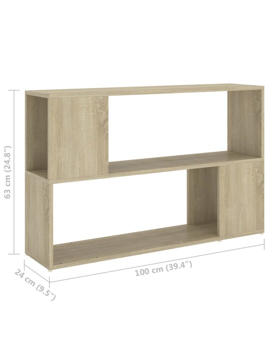 Grāmatu plaukts, 100x24x63cm, inženierijas koks, ozolkoka krāsa