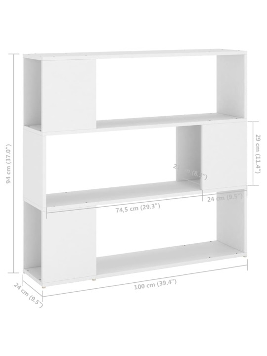 Grāmatu plaukts, balts, 100x24x94 cm