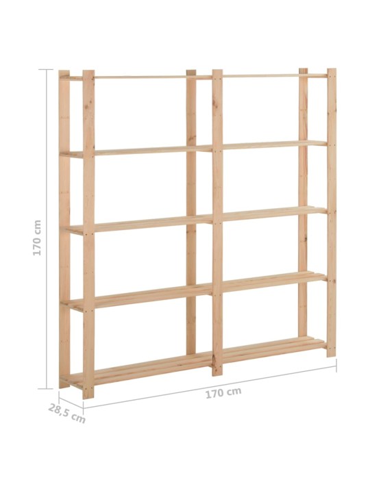 5-līmeņu glabāšanas plaukts, 170x28,5x170 cm, priedes masīvkoks