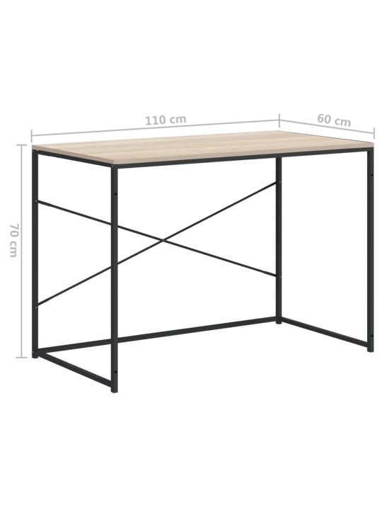 Datorgalds, 110x60x70 cm inženierijas koks melna un ozola krāsa