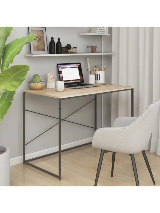 Datorgalds, 110x60x70 cm inženierijas koks melna un ozola krāsa