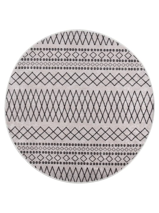 Paklājs, φ 120 cm, mazgājams, neslīdošs, melns ar baltu