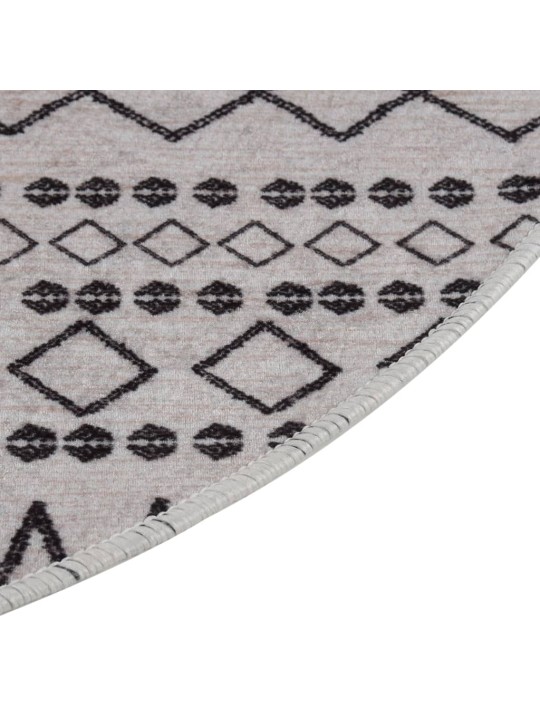 Paklājs, φ 120 cm, mazgājams, neslīdošs, melns ar baltu