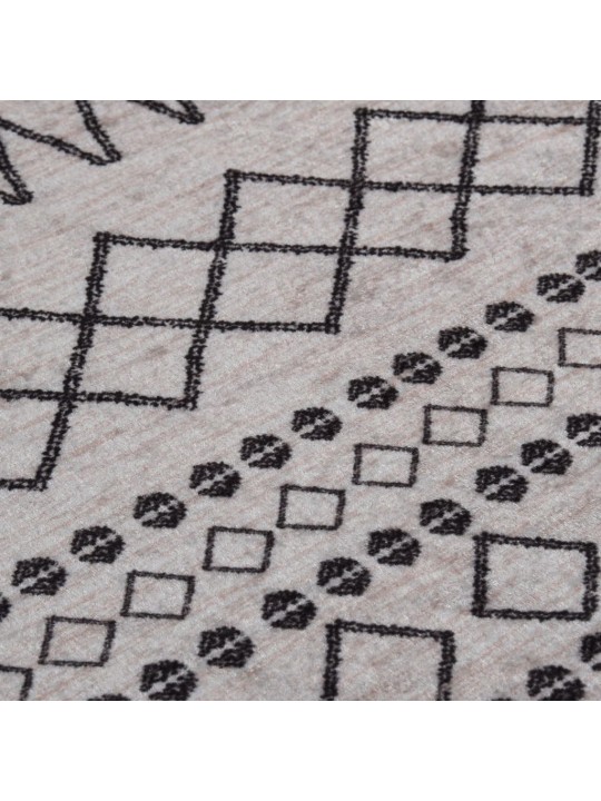 Paklājs, φ 120 cm, mazgājams, neslīdošs, melns ar baltu