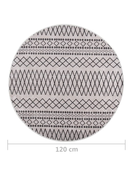 Paklājs, φ 120 cm, mazgājams, neslīdošs, melns ar baltu