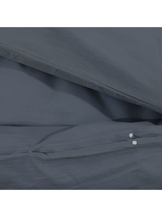 Gultasveļas komplekts, antracītpelēks, 200x200 cm, kokvilna