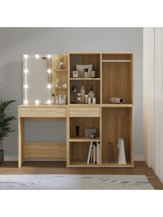 Spoguļgaldiņš ar 2 skapīšiem, led, ozolkoka krāsa