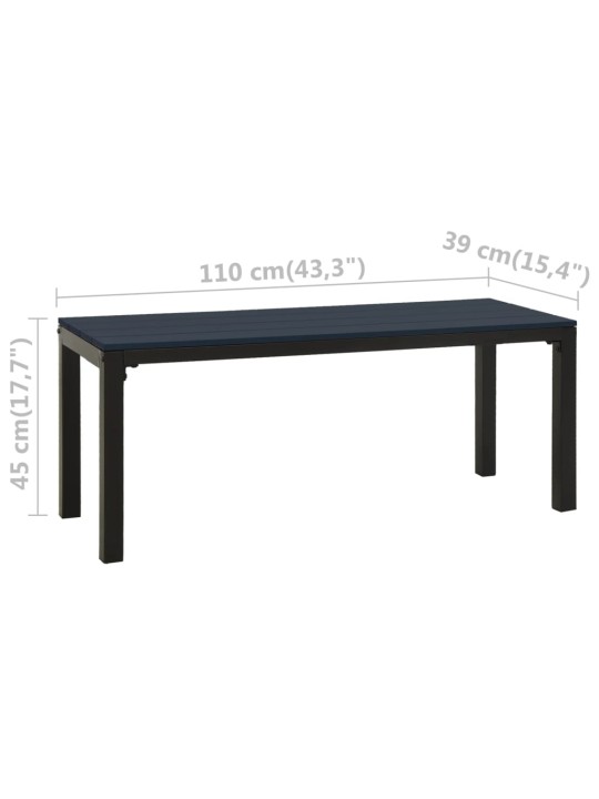 Dārza sols, 110 cm, tērauds un wpc, melns