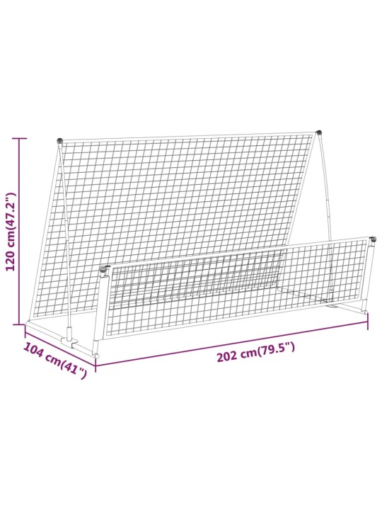 Futbola atsitiena vārti, 202x104x120 cm, tērauds