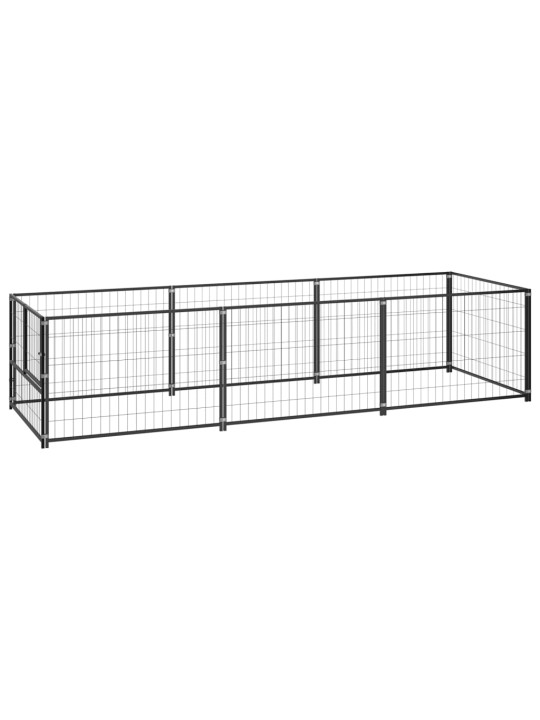 Suņu voljērs, melns, 3 m², tērauds