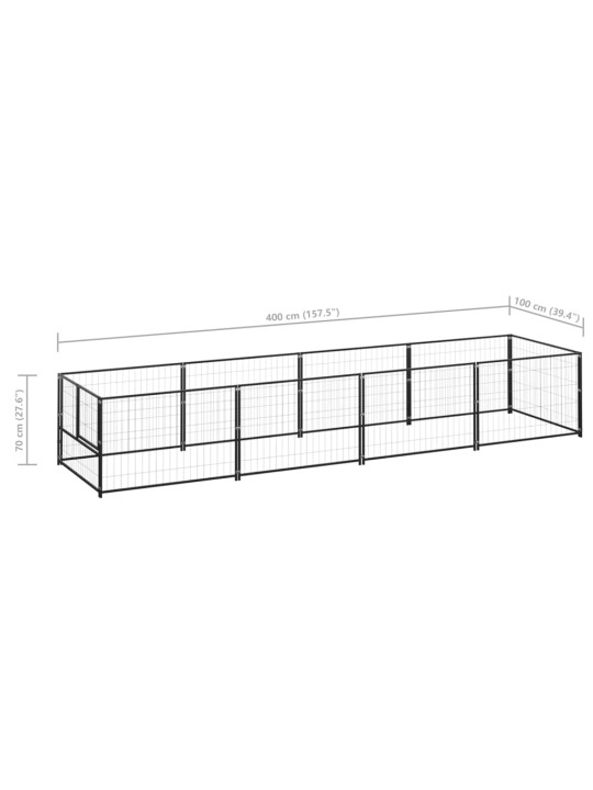 Suņu voljērs, melns, 4 m², tērauds