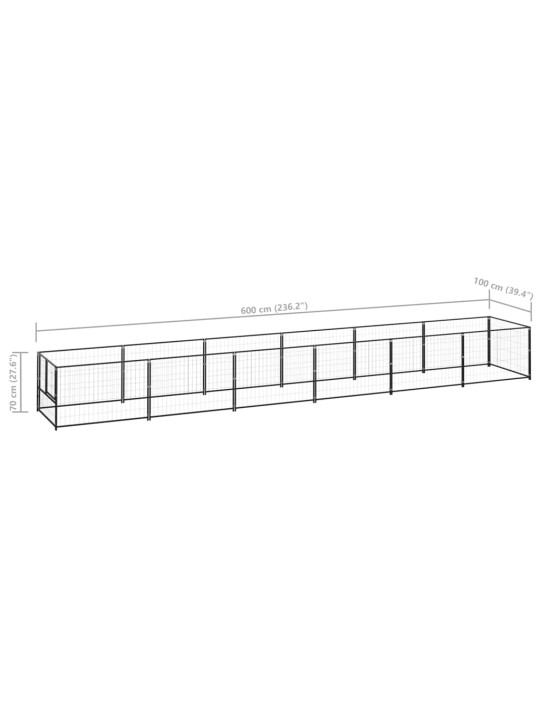 Suņu voljērs, melns, 6 m², tērauds