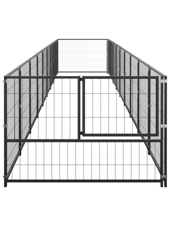 Suņu voljērs, melns, 9 m², tērauds