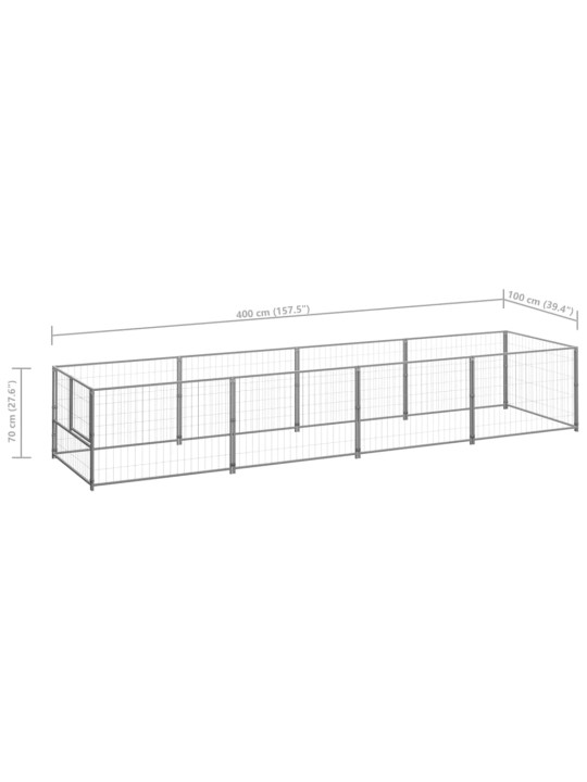 Suņu voljērs, sudraba krāsa, 4 m², tērauds