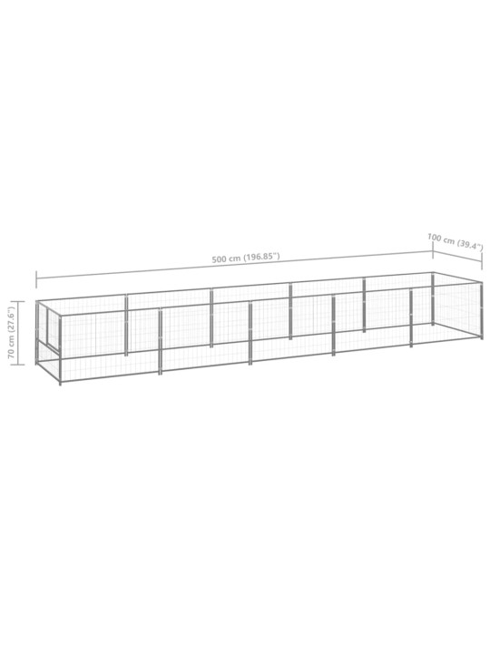 Suņu voljērs, sudraba krāsa, 5 m², tērauds