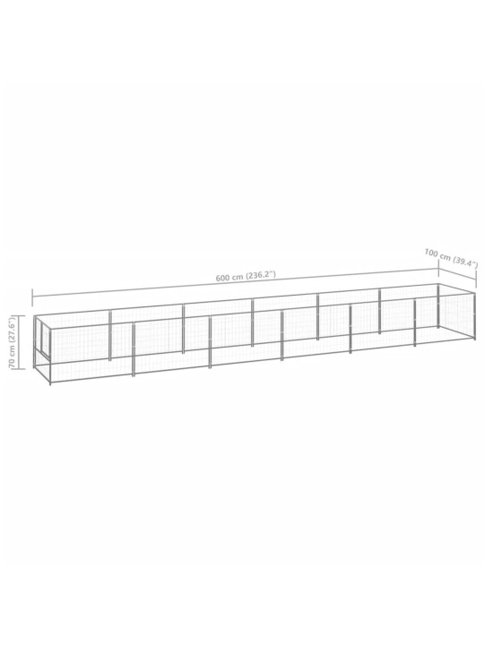 Suņu voljērs, sudraba krāsa, 6 m², tērauds