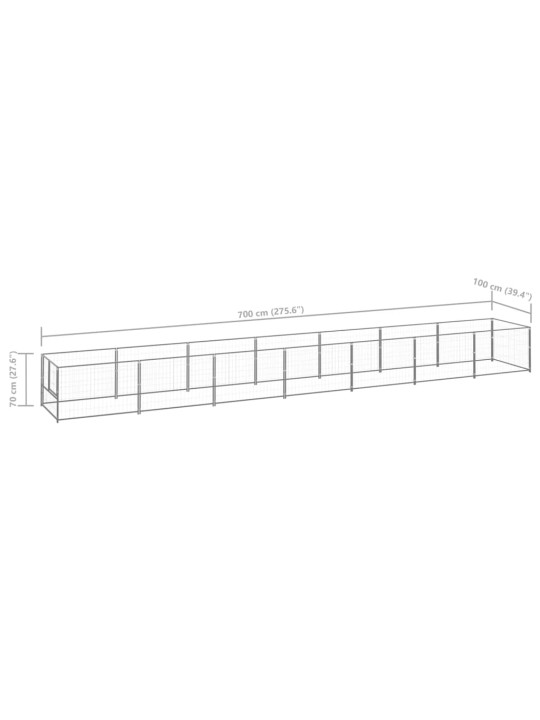 Suņu voljērs, sudraba krāsa, 7 m², tērauds