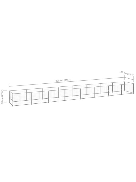 Suņu voljērs, sudraba krāsa, 8 m², tērauds