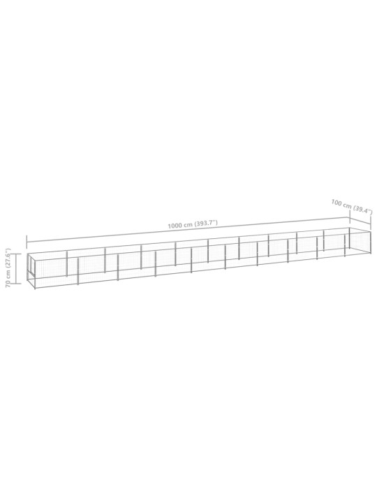 Suņu voljērs, sudraba krāsa, 10 m², tērauds