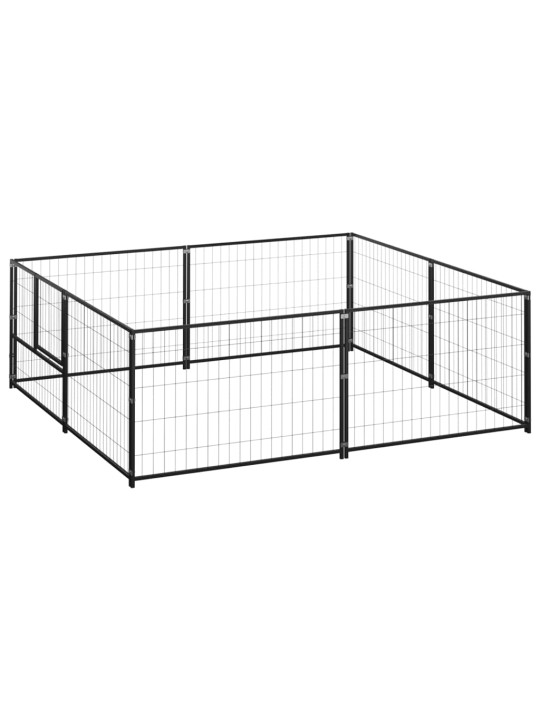 Suņu voljērs, melns, 4 m², tērauds