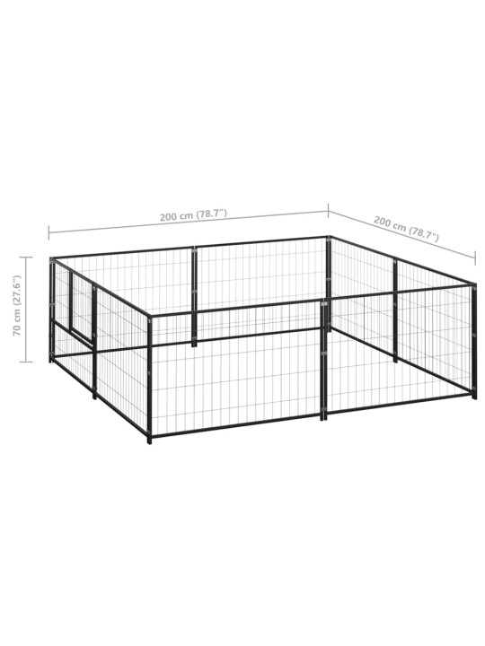 Suņu voljērs, melns, 4 m², tērauds