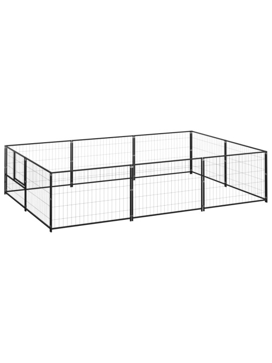 Suņu voljērs, melns, 6 m², tērauds