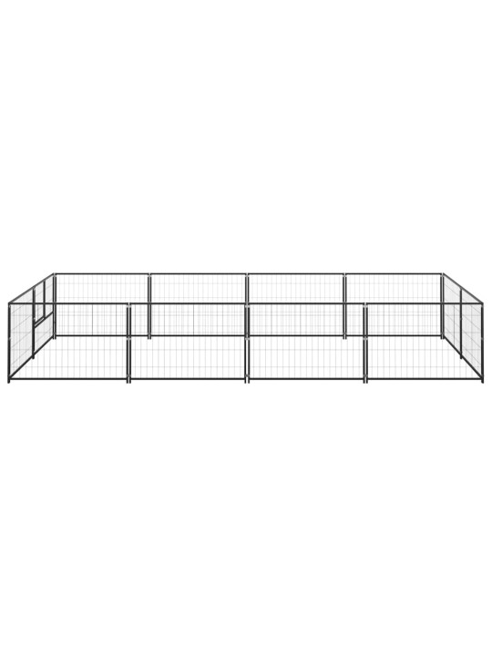 Suņu voljērs, melns, 8 m², tērauds