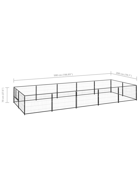 Suņu voljērs, melns, 10 m², tērauds