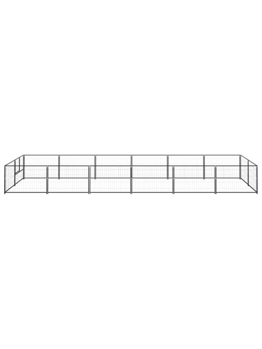 Suņu voljērs, melns, 12 m², tērauds