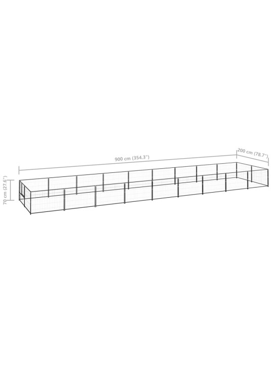 Suņu voljērs, melns, 18 m², tērauds