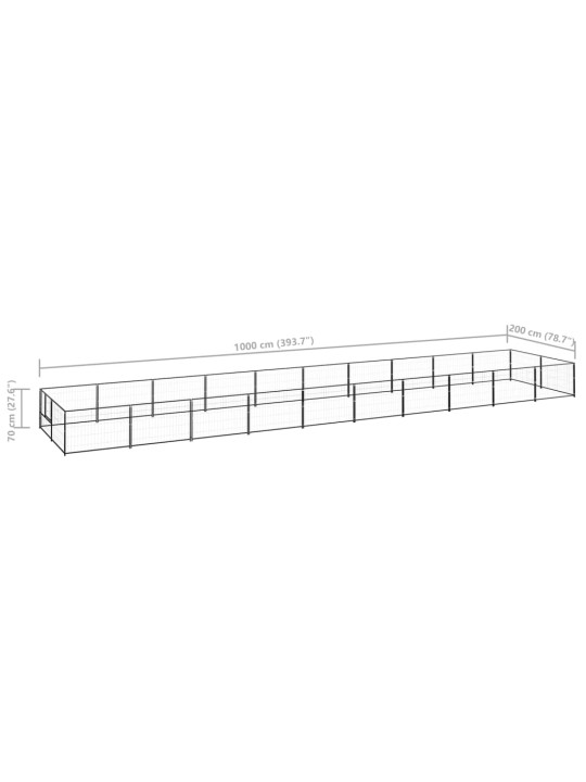 Suņu voljērs, melns, 20 m², tērauds