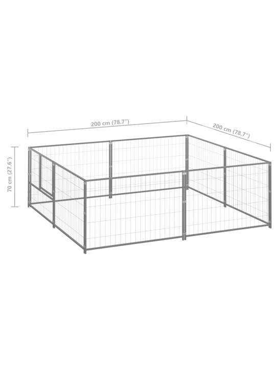Suņu voljērs, sudraba krāsa, 4 m², tērauds