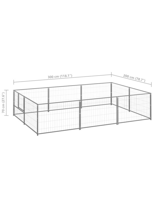 Suņu voljērs, sudraba krāsa, 6 m², tērauds